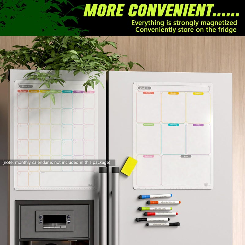 Mag-Fancy Vertical Magnetic Calendar for Refrigerator Set. Weekly Planner Dry Erase Fridge Calendar Whiteboard Menu Board - Thickened Magnet. Fine Marker & Organizers Reusable for Busy Home & Office - Image 5
